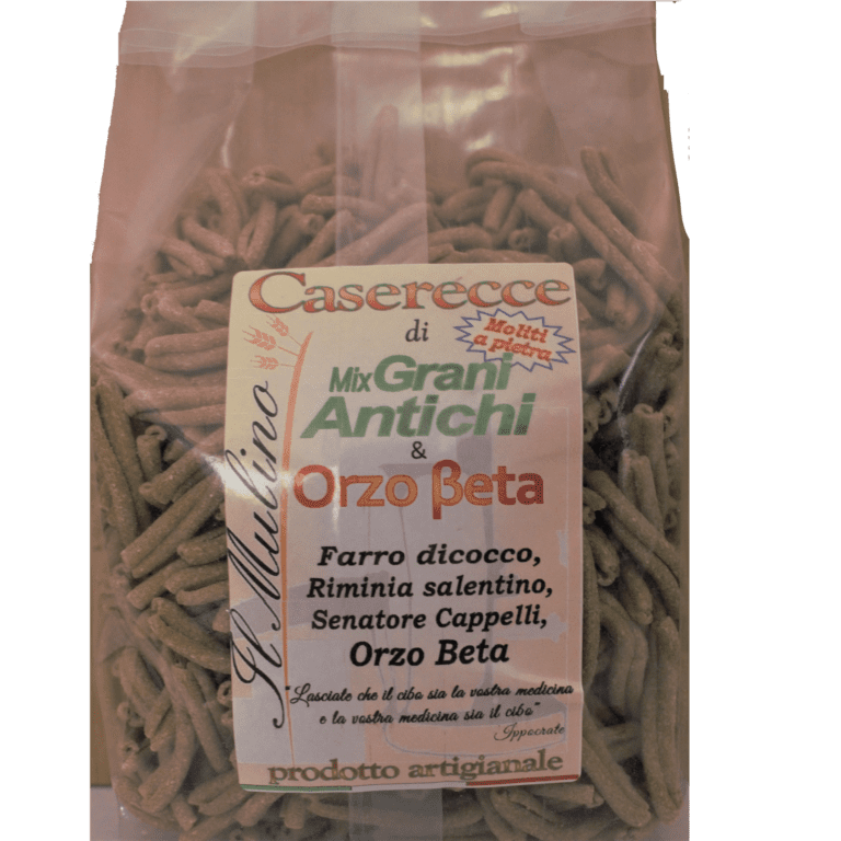 "Pasta Caserecce" of ancient grains and beta barley